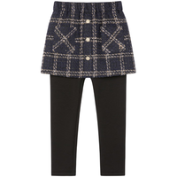 哈吉斯 品牌童装女童打底裤冬弹力保暖加厚一体绒裙式打底裤 钻石黑 165