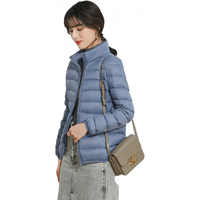 鸭鸭反季轻薄羽绒服女款时尚短款立领轻便薄款外套冬轻便KX 米白色 L 165/88A