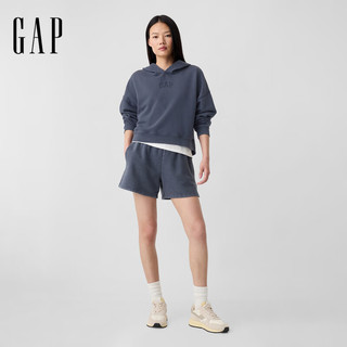 GAP女装2025秋季印花字母logo连帽卫衣宽松上衣美版429497 灰蓝色 XXS 美码  XS亚洲码160/80A