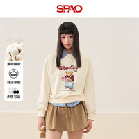 SPAO潮流时尚小熊卫衣男女秋季宽松百搭都市通勤运动上衣SPWY25AW03XY 杏#SP蛋糕小熊红 XL