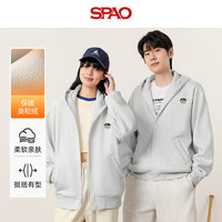 SPAO奥利绒连帽开衫卫衣男女2025冬季加绒保暖防寒外套SPWY25SJ07XY 米灰#SP蓝帽子熊-贴布绣 XL