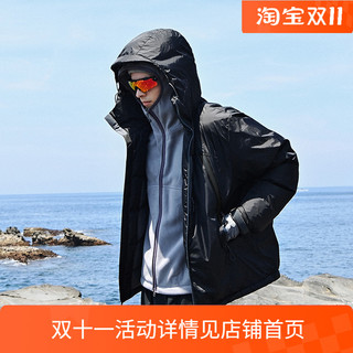 NOTHOMME轻量户外冬季90%白鹅绒连帽三防双峰冲锋羽绒服外套 无月黑 白鹅绒款 S