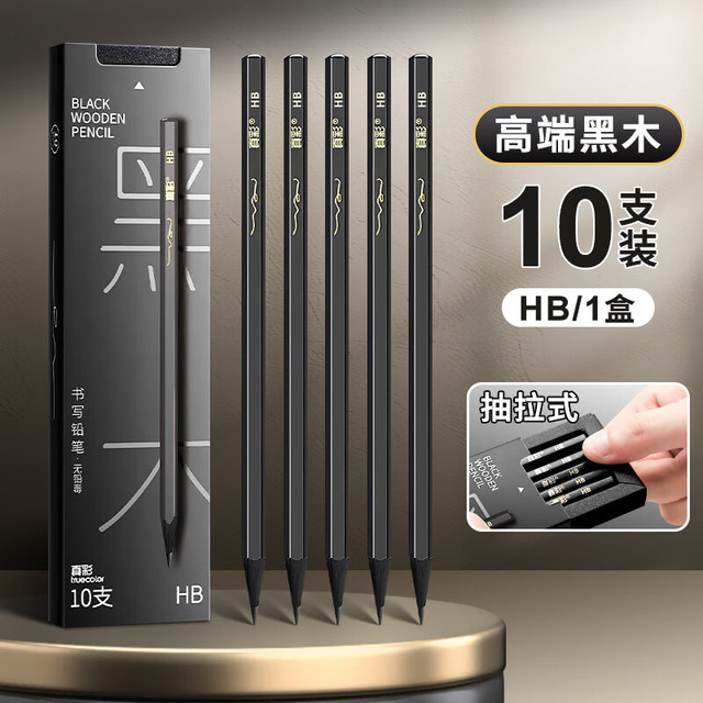 真彩 黑木铅笔HB六角杆石墨无铅小书写洞洞笔 HB-10支装 B