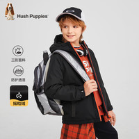 暇步士 童装儿童男女童冬季摇粒绒内里保暖时尚休闲厚风衣 钻石黑 110 cm