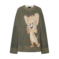 MO&Co.毛衣针织衫2025秋猫和老鼠联名系列刺绣漏针MBE3SWTT13 藤绿色 XS /155