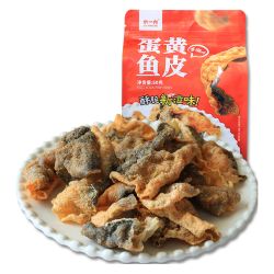 水一方 咸蛋黄鱼皮香酥鱼皮开袋即食海味休闲零食办公室零食 蛋黄鱼皮香辣味50g