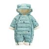 红唇珊婴幼儿连体羽绒棉服加厚加绒新生儿爬爬服连帽卡通保暖哈衣爬行服 米白色鞋子+袋子 70码 0-4个月9-15斤