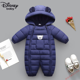 迪士尼（Disney）品牌婴儿男女童连体羽绒棉服秋冬季0-1-2-3岁小童加厚款外出爬服 粉色 80cm 4-9个月14-18斤
