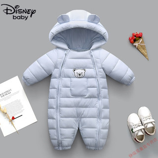 迪士尼（Disney）品牌婴儿男女童连体羽绒棉服秋冬季0-1-2-3岁小童加厚款外出爬服 粉色 80cm 4-9个月14-18斤