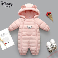 迪士尼(Disney)品牌婴儿男女童连体羽绒棉服秋冬季0-1-2-3岁小童加厚款外出爬服 粉色 100cm 10-15个月22-26斤