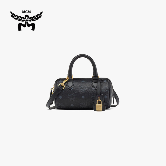MCM x BAPE联名系列ELLA迷你波士顿包斜挎包女包 干邑色 迷你