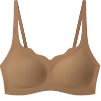 ubras无尺码浪花领文胸收副乳内衣女无痕小胸聚拢文胸无钢圈胸罩 胡桃木(美拉德色)-背勾 均码 (100-130斤)