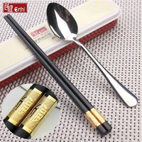 创健 红色便携筷勺2件套 抗菌筷子勺子 日常送礼