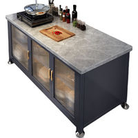 锦需岩板厨房置物架落地多层功能靠墙家用收纳柜餐边工作台储物橱柜子 煅烧岩板台面 白色120x45x80cm