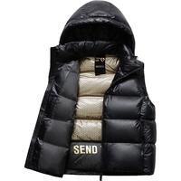 雪中飞【男女同款】鹅绒短款连帽加厚羽绒马甲保暖外套