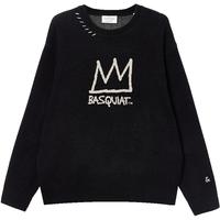 杰克·琼斯(JACK&JONES) BSQ联名男装毛衣撞色logo宽松休闲圆领长袖针织衫上衣225313028 E40黑色 常规 M