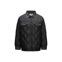 森马（Semir）羽绒服女中长款宽松防泼水时尚百搭冬季拼接轻薄外套黑色街头 黑色（灰鸭绒）90001 XS