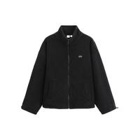 GAP女装2025秋季刺绣logo摇粒绒宽松拉链立领外套保暖829622 黑色 S (160/84A) 亚洲尺码