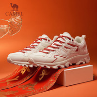 CAMEL骆驼昆仑山新年款骆驼户外登山鞋女鞋防滑运动鞋耐磨越野徒步鞋子男 F13A097035，米白/藏红 39