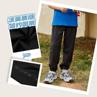 李宁 LI-NING儿童加绒裤子2025男童装女中大童运动棉裤青少年卫裤冬装 【薄款透气】黑色171-1