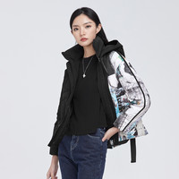 圣迪奥 sdeer圣迪奥冬季女装高领连帽字母涂鸦收腰中长款羽绒服S21482457