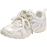 森达 网面鞋女2025秋新户外厚底休闲德训鞋ZTH54CM5 米白 37