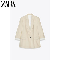 ZARA 女装 印花袖口亚麻休闲西装外套 02753630052