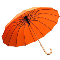 Qiutong H37 男女木制长柄伞 晴雨伞 115cm 桔红色