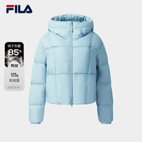 FILA斐乐女士羽绒服2025冬时尚休闲短款保暖面包服连帽外套 苍晴蓝-BU 155/76A/XS