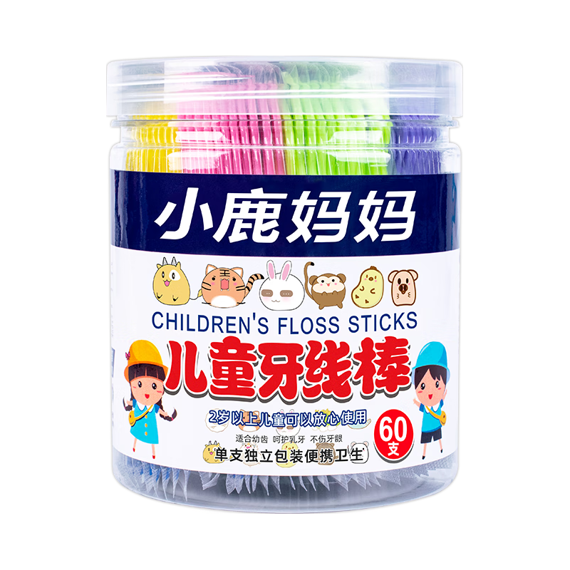  Fawnmum/小鹿 独立包装 儿童牙线棒  60支+40支