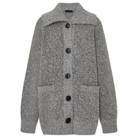 MO&Co.毛衣外套2025秋绵羊毛粗纺高领翻领厚实开衫MBE3CAR028 中花灰色 M /165