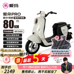 爱玛 电动自行车爱朵48V24Ah锂电长续航豪华复古电动车 百利米