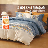 水星家纺被套单件 A类牛奶绒加厚抗静电被套 秋冬保暖宿舍暖绒被套被罩 霜华 (A类牛奶绒+抗静电) 150cm*210cm