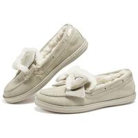 斯凯奇(Skechers)女鞋秋冬温柔小香风奶贝鞋加绒保暖乐福鞋单鞋蝴蝶结豆豆鞋169013 自然色/NAT 38.5