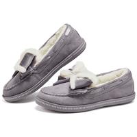 斯凯奇(Skechers)女鞋秋冬温柔小香风奶贝鞋加绒保暖乐福鞋单鞋蝴蝶结豆豆鞋169013 薰衣草色/LAV 37.5