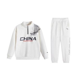 安踏 加厚加绒套装China国潮男童卫衣长裤秋冬保暖儿童运动套装