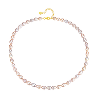 周大生珍珠项链水滴型混彩珠链锁骨颈链颈饰女友