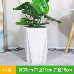 慕景瓷业 陶瓷花盆 八方白低腰中号 送托盘垫片