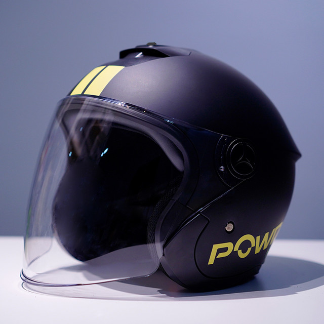 POWDA 哑黑黄条纹 透明长镜 3C认证