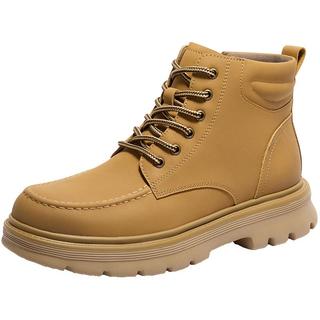 百丽户外登山工装靴男靴厚底休闲短靴大黄靴D3W40DD4 棕色 40 (250mm)