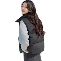 坦博尔时尚短款立领女士短款百搭羽绒马甲TB5330152D 黑色  L (170) 
