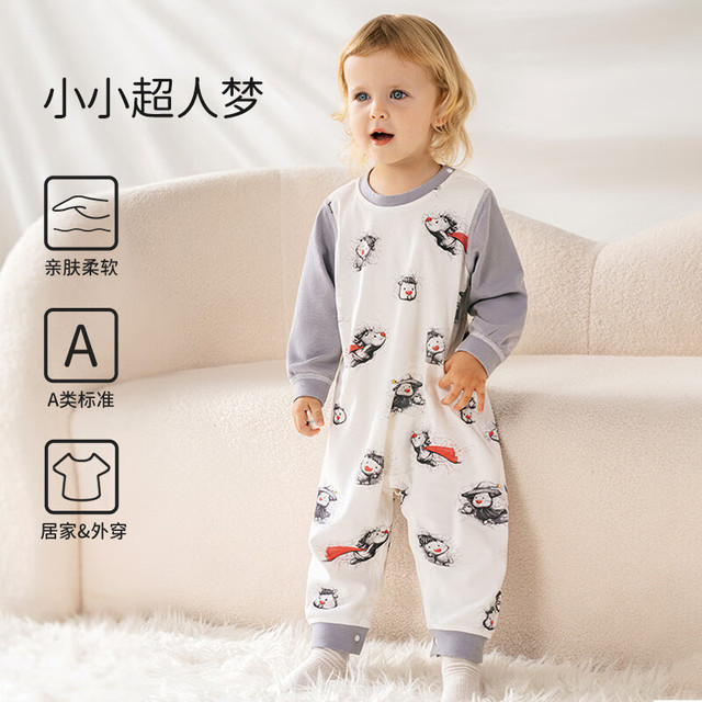 欧孕 男女宝宝夏季纯棉家居服连体睡衣