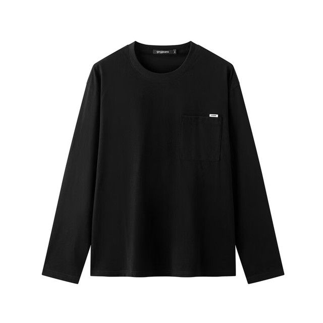 今日必买：gxgjeans 25年秋新品 美式纯棉长袖T恤 黑色