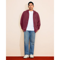 Abercrombie & Fitch经典小麋鹿图案男装25春季美式宽松连帽拉链卫衣外套122-5251 深酒红色 M (180/100A)