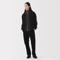 MUJI 无印良品（MUJI）男式 抓绒 无领开衫衣 AB1P8A5A 黑色