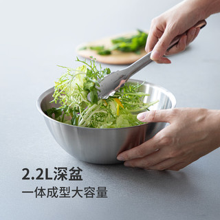 霜山套娃盆304不锈钢厨房备菜盆沥水篮洗菜盆打蛋和面沥水滤油网 *京东独有【厨房料理5件套装】