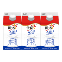 国家补贴：优诺 4.0+优质乳蛋白鲜牛奶巴氏杀菌鲜奶450ml*3 营养早餐 低温牛乳