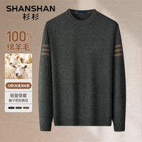SHANSHAN杉杉100%纯羊毛衫男秋冬季保暖针织衫圆领男士上衣商务休闲毛衣男