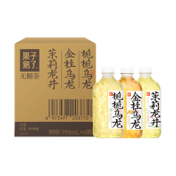 果子熟了 无糖茶 混合3口味 茶饮料0糖0脂0卡 970mL*6瓶 整箱 不苦涩大瓶