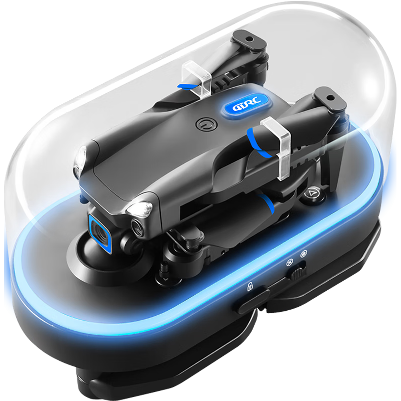 高清航拍无人机遥控飞机儿童四轴飞行器小男孩玩具生日礼物男生 亚克力盒【无摄像头】双电